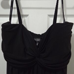 Bisou Bisou Black Twisted Front Spaghetti Strap Dress
